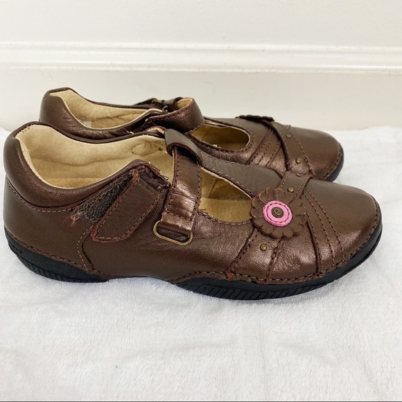 NEW STRIDE RITE Leather Carol Metallic Brown Floral Shoes Size 11.5W School Play - Picture 2 of 10